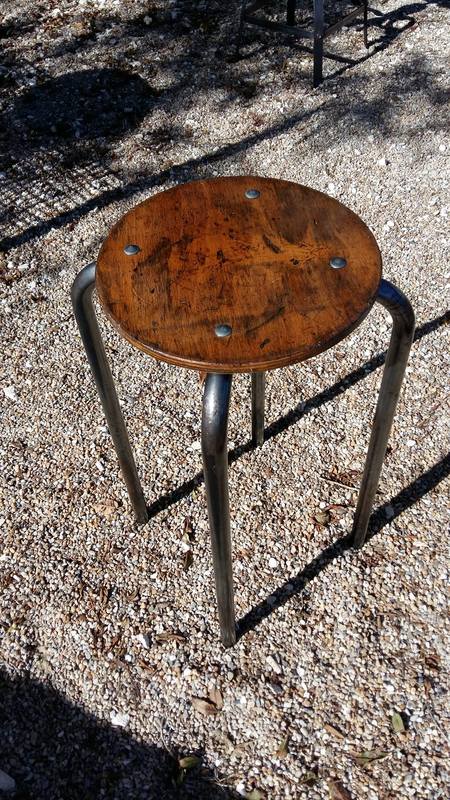 Pickled and waxed workshop stool
