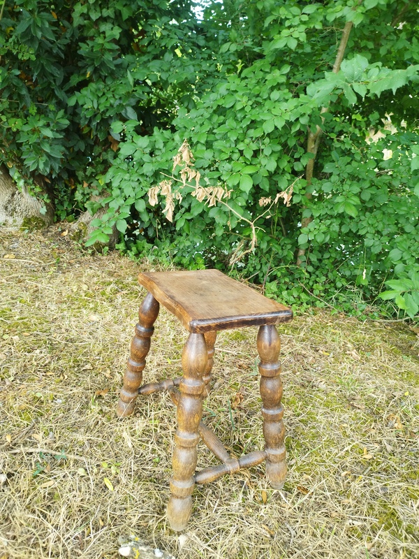 Turned wooden stool