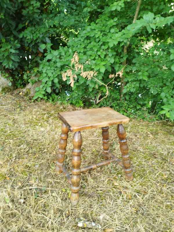Turned wooden stool
