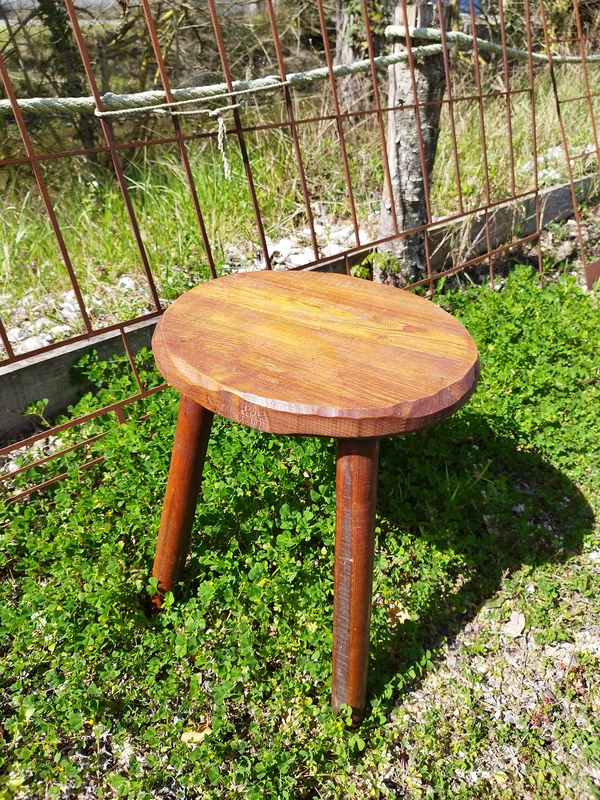 Rustic cowhide wooden stool
