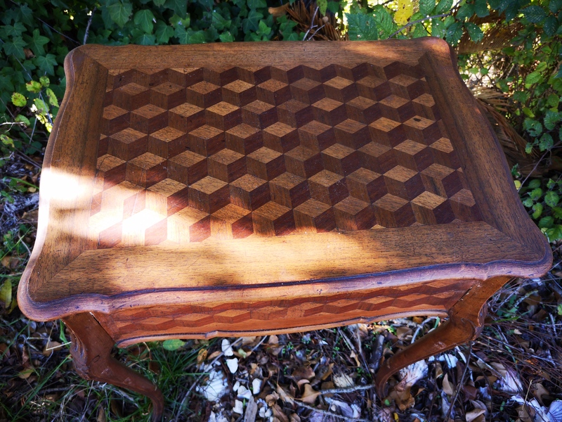 Worker decorated with cubes inlay
