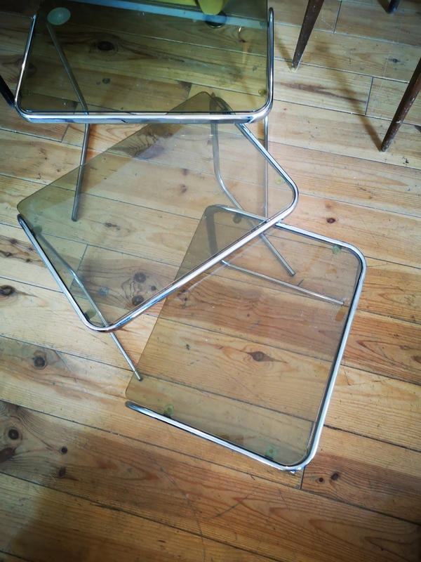 Three 70s nesting tables