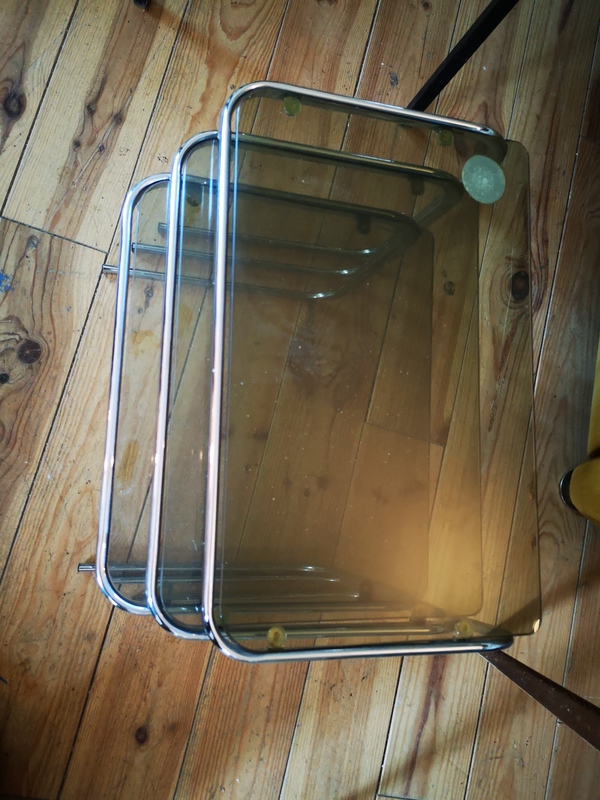 Three 70s nesting tables