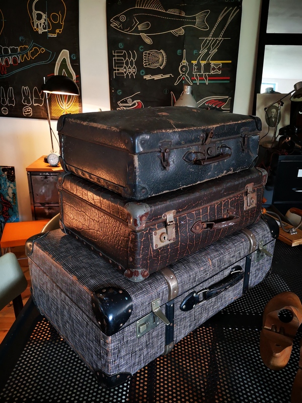 Lot of old suitcases