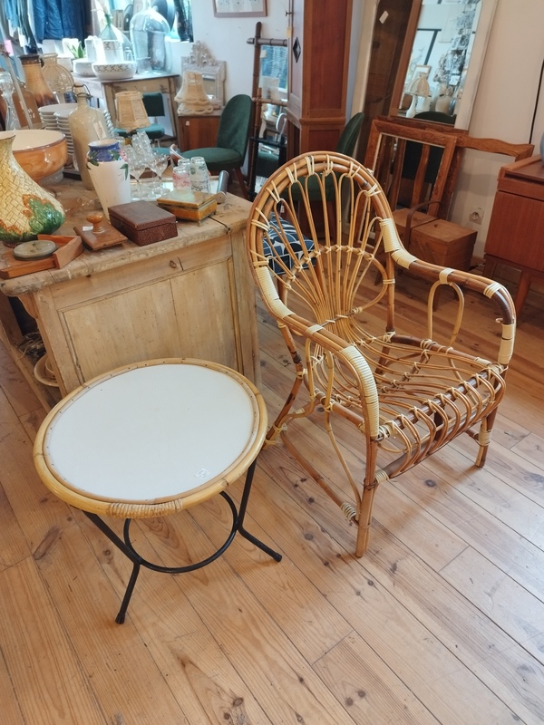 Fauteuil rotin vintage