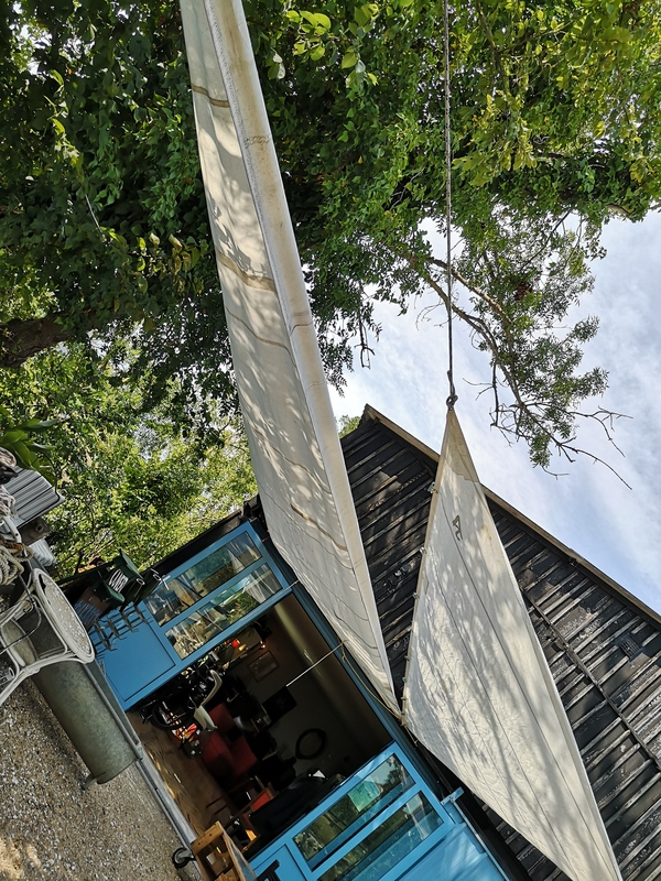 Used sailboat sails for shade