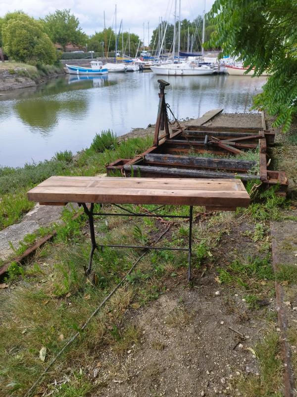Console fer forgé et chêne